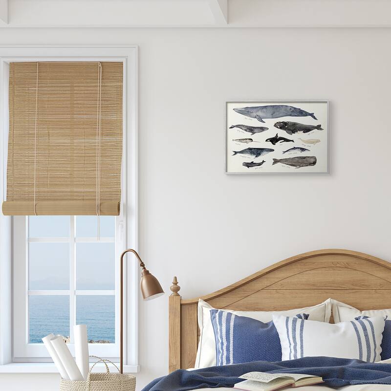 Stupell Vintage Nautical Chart of Whales Ocean LifeFramed Giclee Texturized Art by Victoria Barnes