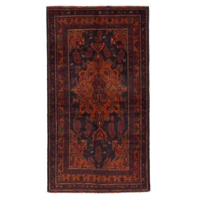 ECARPETGALLERY Hand-knotted Teimani Black, Rust Wool Rug - 3'8 x 6'8