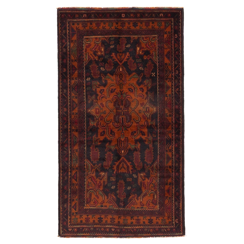 ECARPETGALLERY Hand-knotted Teimani Black, Rust Wool Rug - 3'8 x 6'8