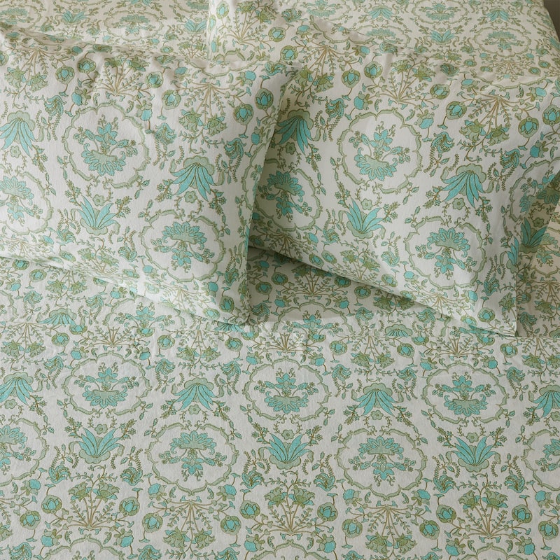 Patina Vie Maison 100% Turkish Cotton Flannel Vintage-Inspired Floral Sheet Set
