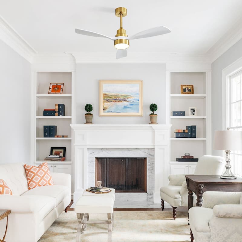 Sofucor 48"/52" Indoor Wood Ceiling Fan Light with Remote, Integrated Light Optional