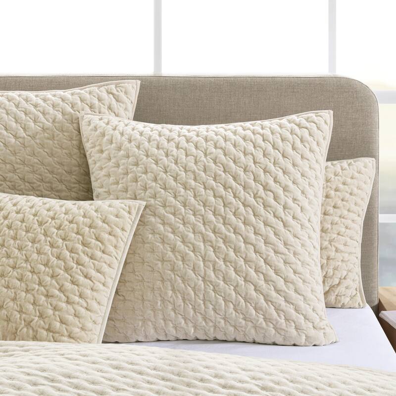 DKNY PURE Velvet Quilt Euro Sham - Birch - Euro Square