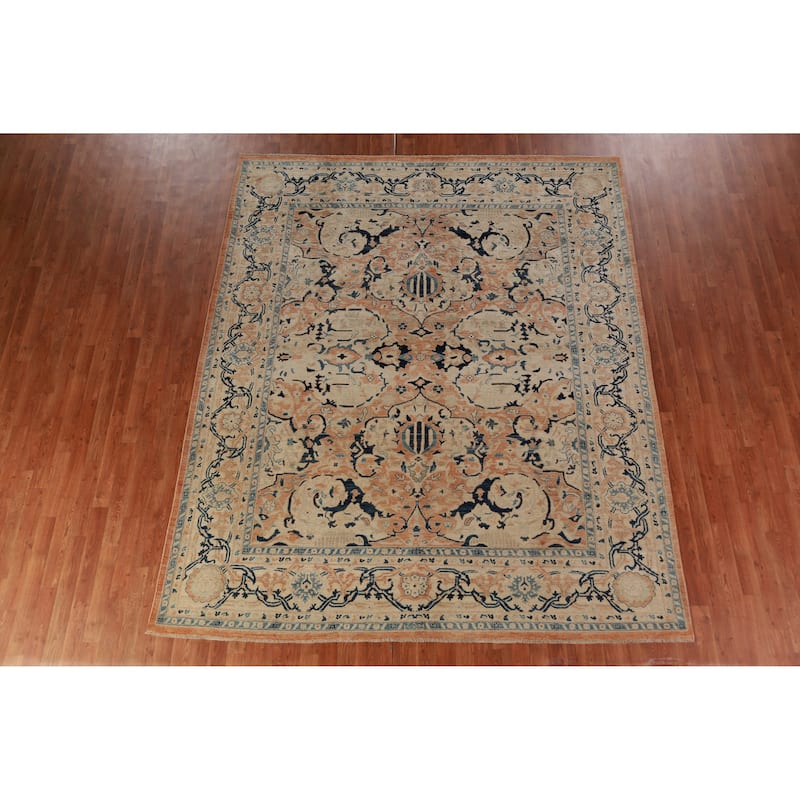 Hand Knotted Oriental 100% Wool Carpet Traditional All-Over Oranges & Rust Ziegler Area Rug - 9' 10'' X 8' 1''