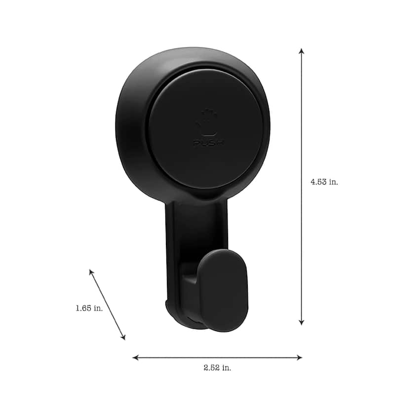 Bath Bliss 4 Pack Gel-Suction Power Hooks in Matte black - 4.5"x 2.5"x 1.7"