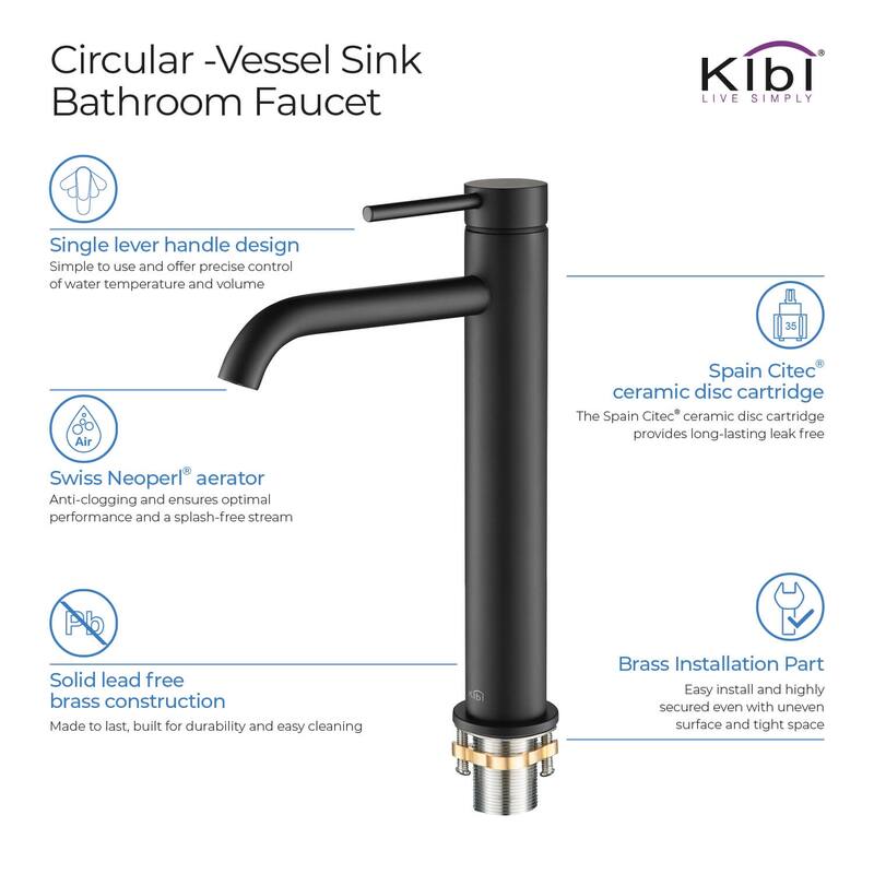 Luxury Solid Brass Single Hole Bathroom Vessel Sink Faucet