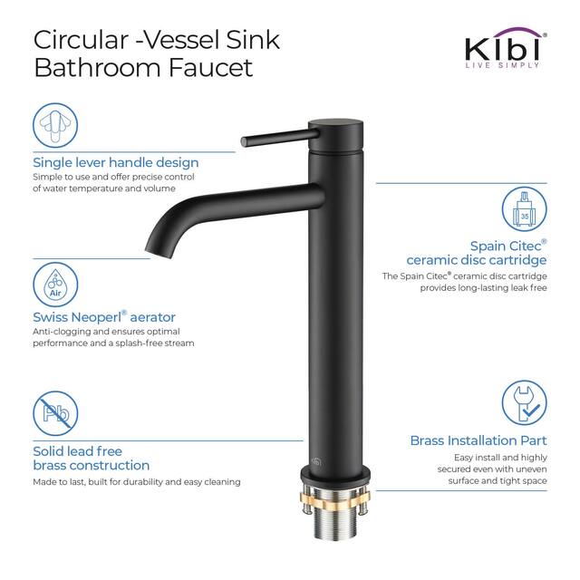 Luxury Solid Brass Single Hole Bathroom Vessel Sink Faucet