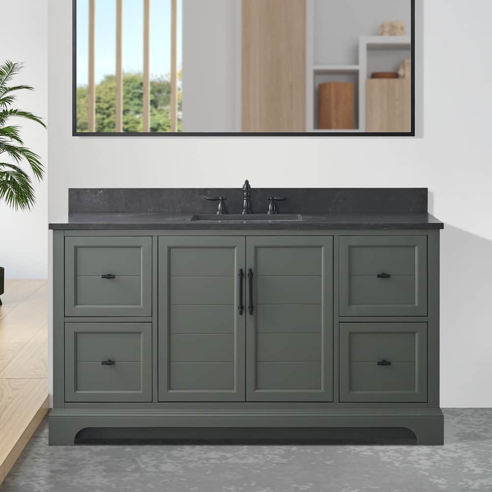 Vanity Art 60" Single Sink Bathroom Vanity with Top & Backsplash