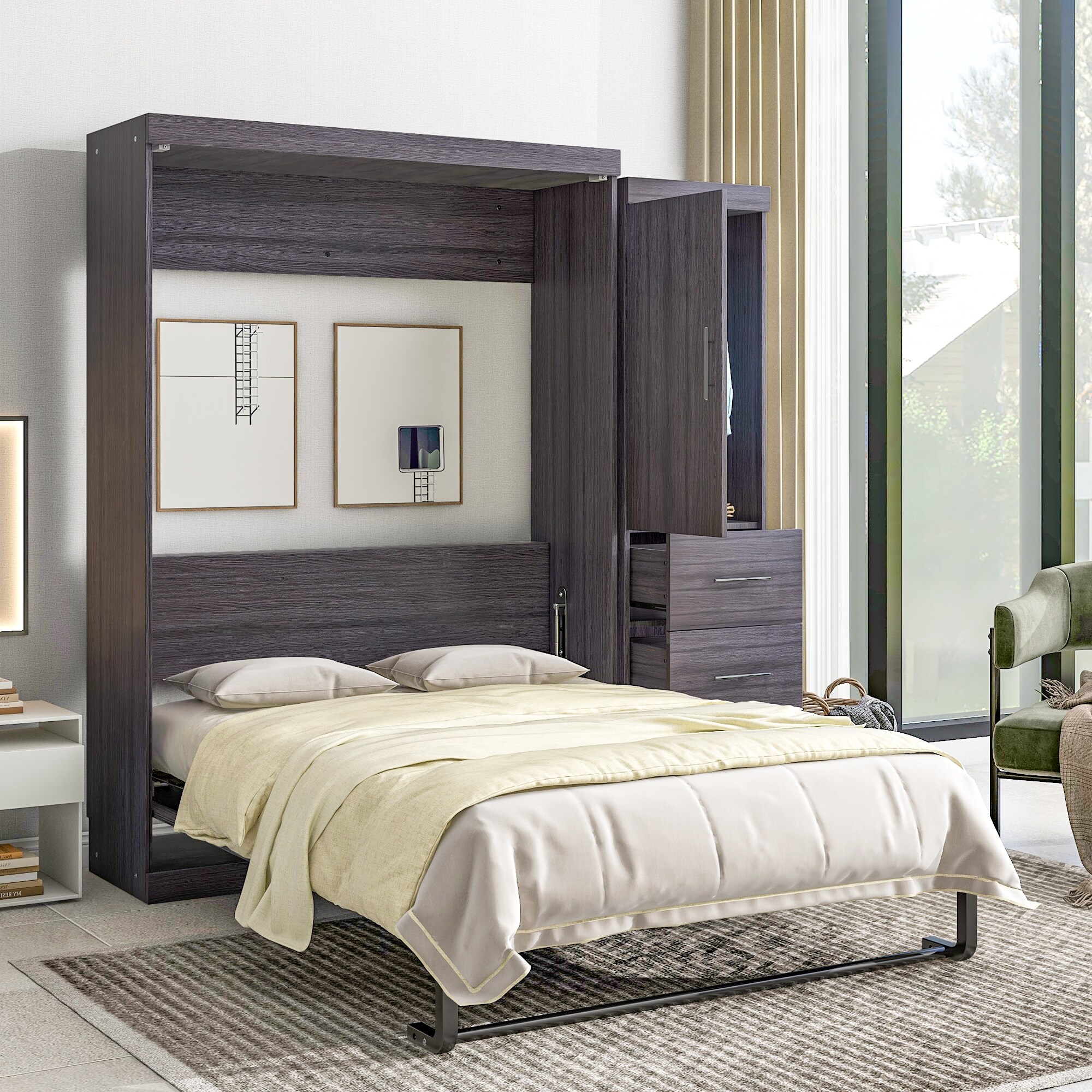 Twin cabinet store murphy bed