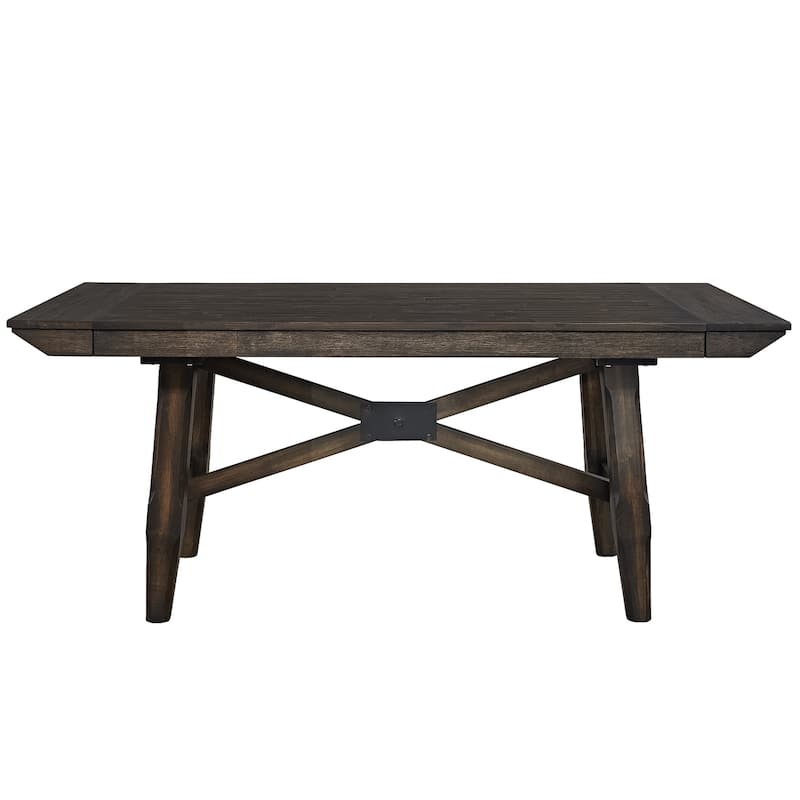 Double Bridge Dark Chestnut Opt 7 Piece Trestle Table Set