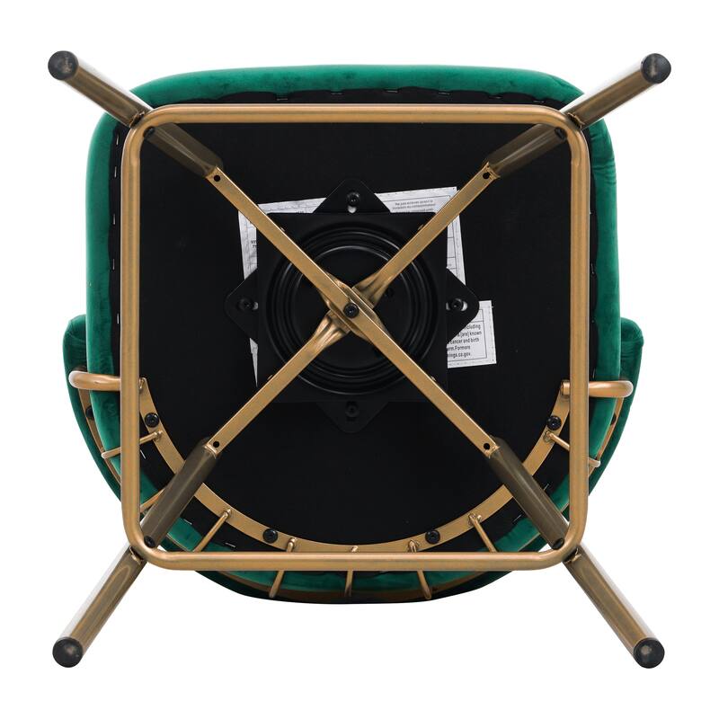 Roomfitters 26-Inch Swivel Counter Height Bar Stools Set of 2, Modern Industrial Upholstered Bucket Seat with Golden Legs, Green