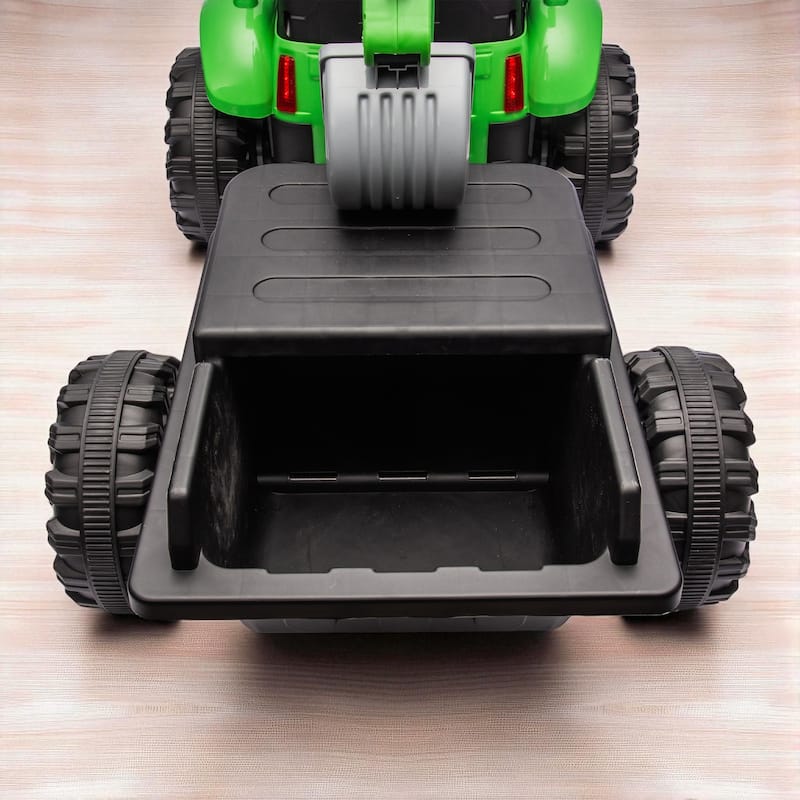 24V Kids Ride-On Tractor with 4-in-1 Construction Attachments, Parent Remote, 3-Speed, LED Lights, Music
