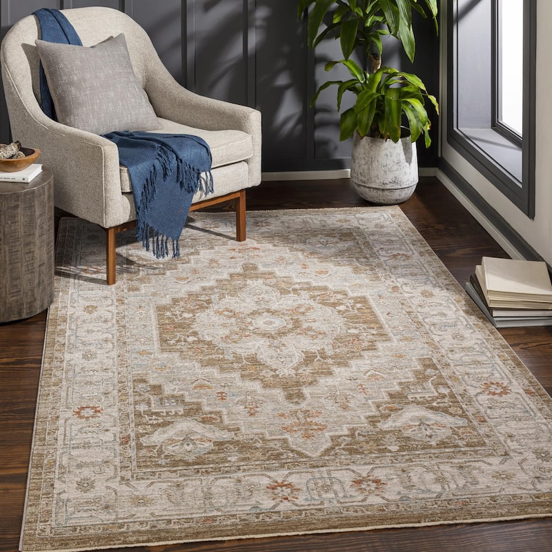 Betty Classic Medallion Area Rug - 6' 7" x 9' 6" - Olive/Grey