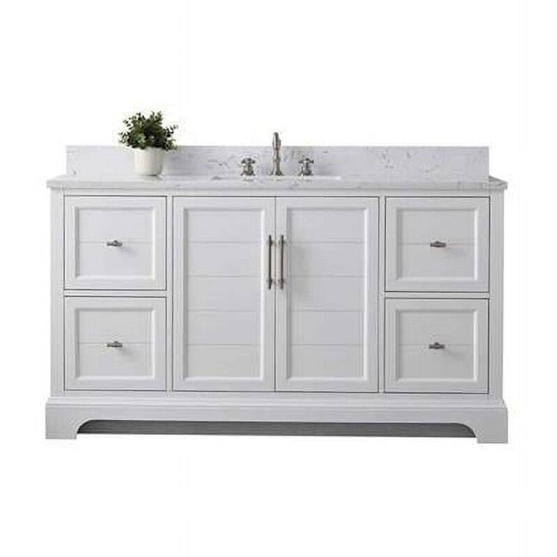 Vanity Art 60" Single Sink Bathroom Vanity with Top & Backsplash - White