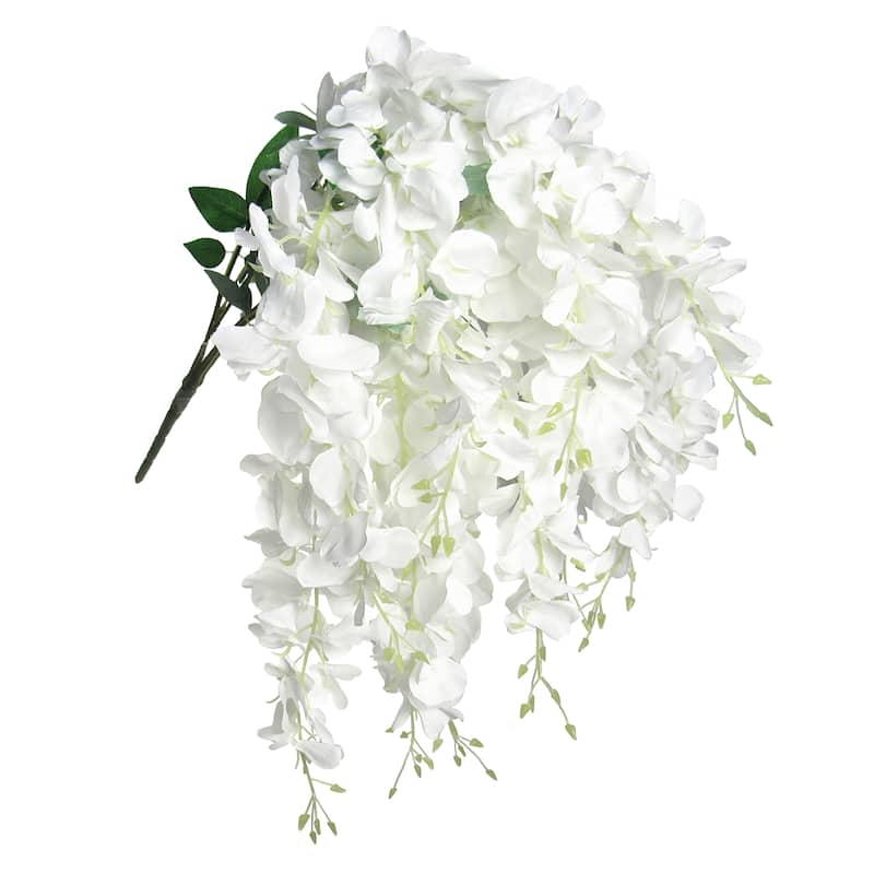 Set of 2 Artificial Hanging Wisteria Flower Stem Bush Bouquet 30in