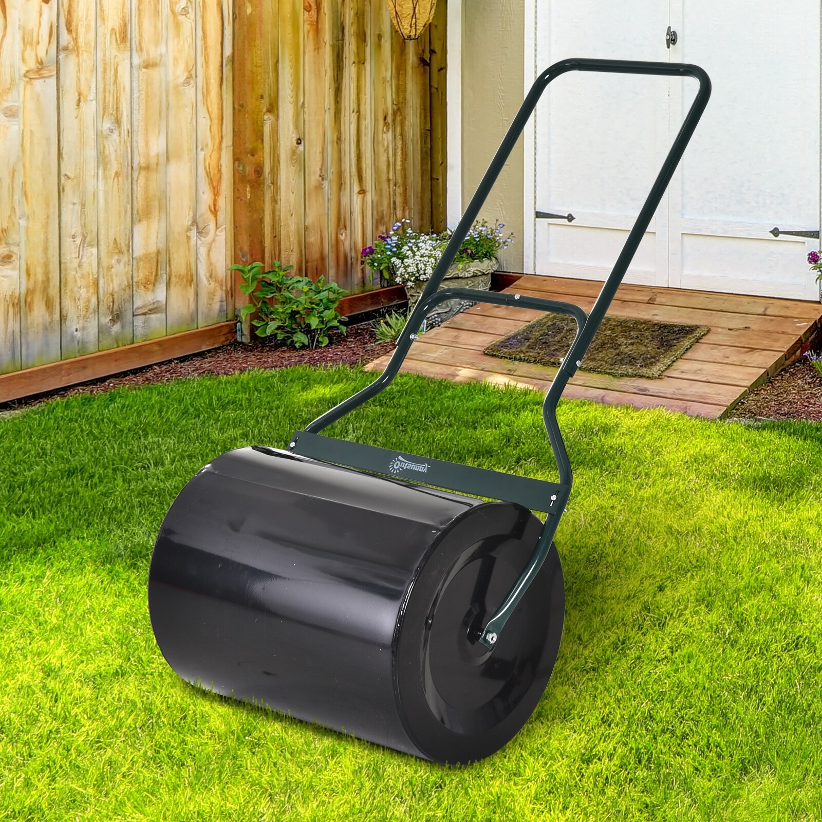 Outsunny 132 lbs. Combination Lawn Roller Push or Tow Filled with Sand or Water Perfect for the Garden Backyard Green