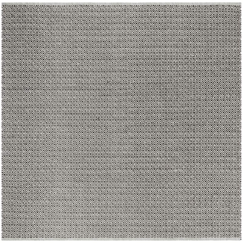 SAFAVIEH Montauk Glyn Handmade Cotton Area Rug - 6' Square - Ivory/Black - Square