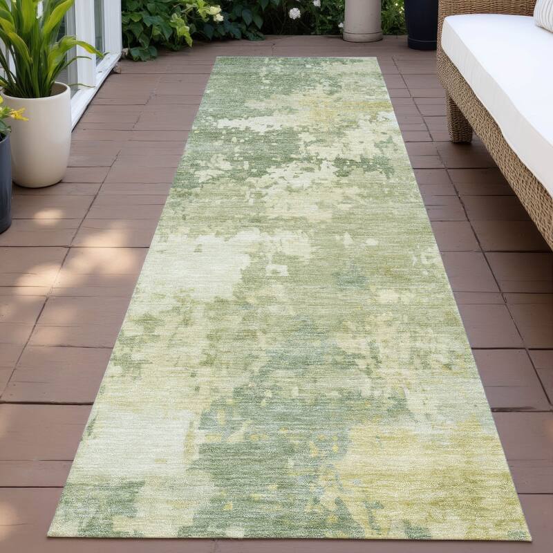 Machine Washable Indoor/Outdoor Contemporary Blend Chantille Rug - Aloe - 2'3" x 7'6"