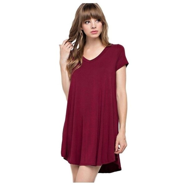 burgundy t shirt dress