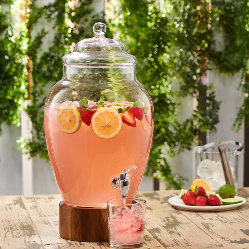 Madera Glass Beverage Dispenser - 10.2"W x 18.9"H x 10.2"D