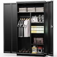 Metal Storage Cabinet with Locking Doors, Tall Storage Wardrobe with ...