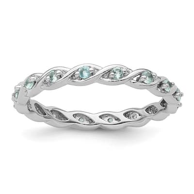 Curata 2.5mm 925 Sterling Silver Polished Prong set Stackable Expressions Blue Topaz Ring