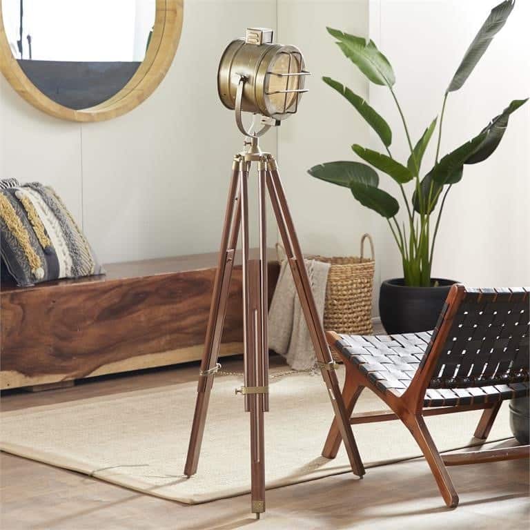 Cinema Studio Prop Light with Tripod Adjustable Floor Lamp - 71"x31" - Brass