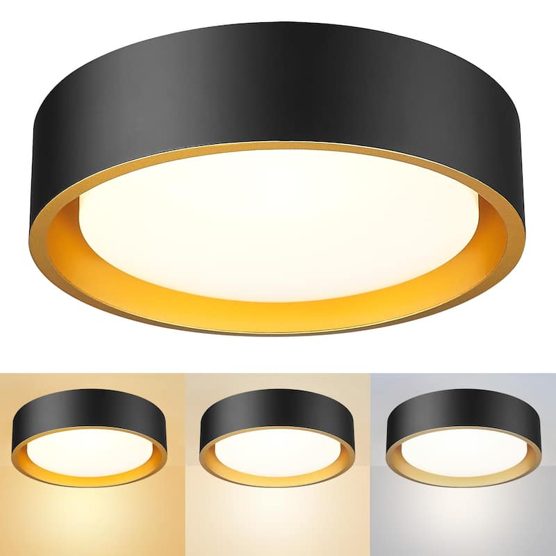 13 Inch Ceiling Light, LED Flush Mount Light - Black/12W