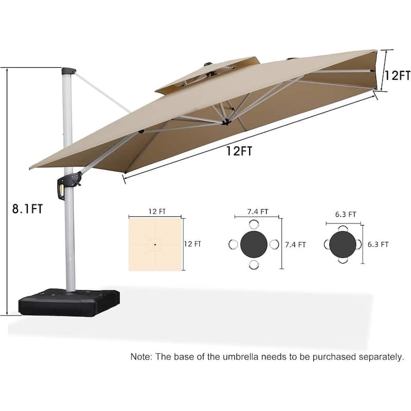 PURPLE LEAF 11 ft Square Patio Offset Umbrella