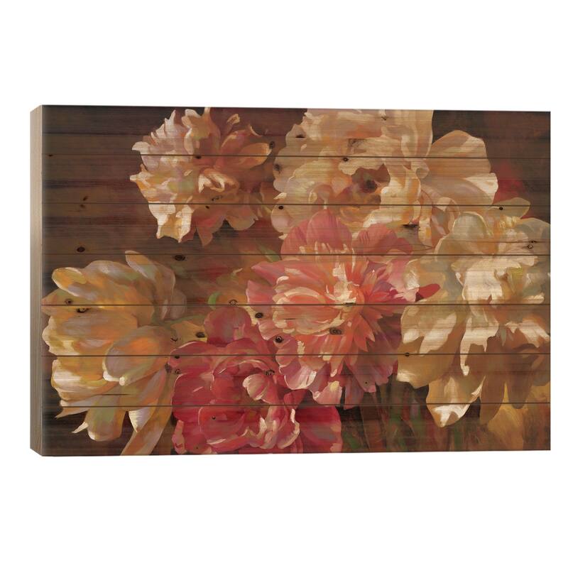 Peonies In Pastel Print On Wood by Emma Styles - Multi-Color - 26x40x1.5
