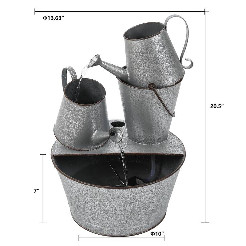 Silver Metal Pitcher Outdoor Fountain