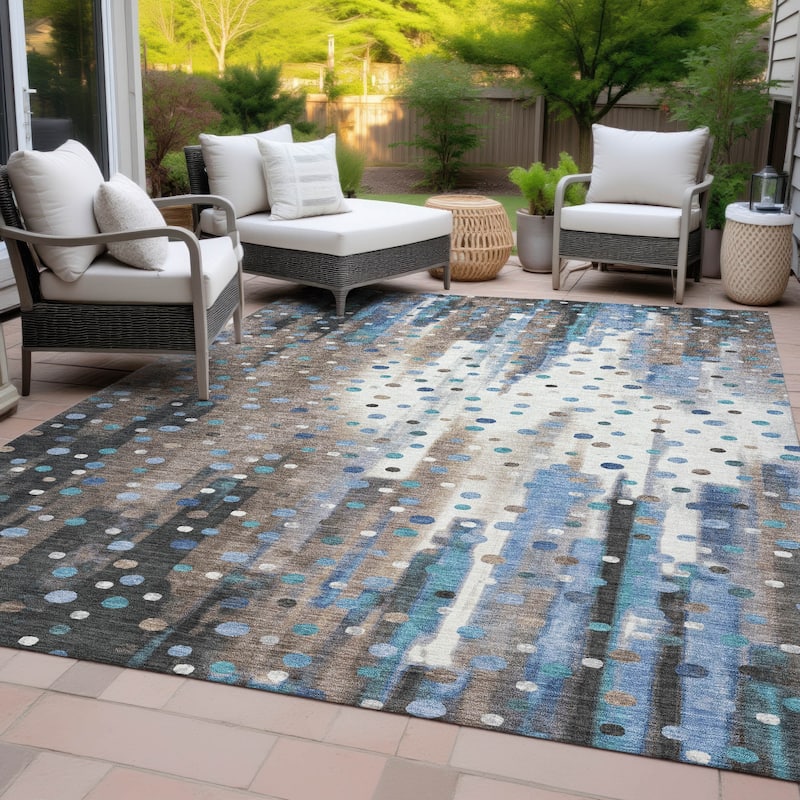 Machine Washable Indoor/Outdoor Modern Confetti Chantille Rug
