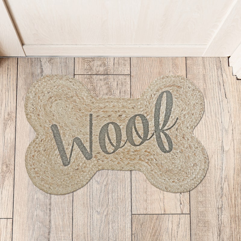 Braided Jute Bone Shape Pet Mat Woof 15 X 23