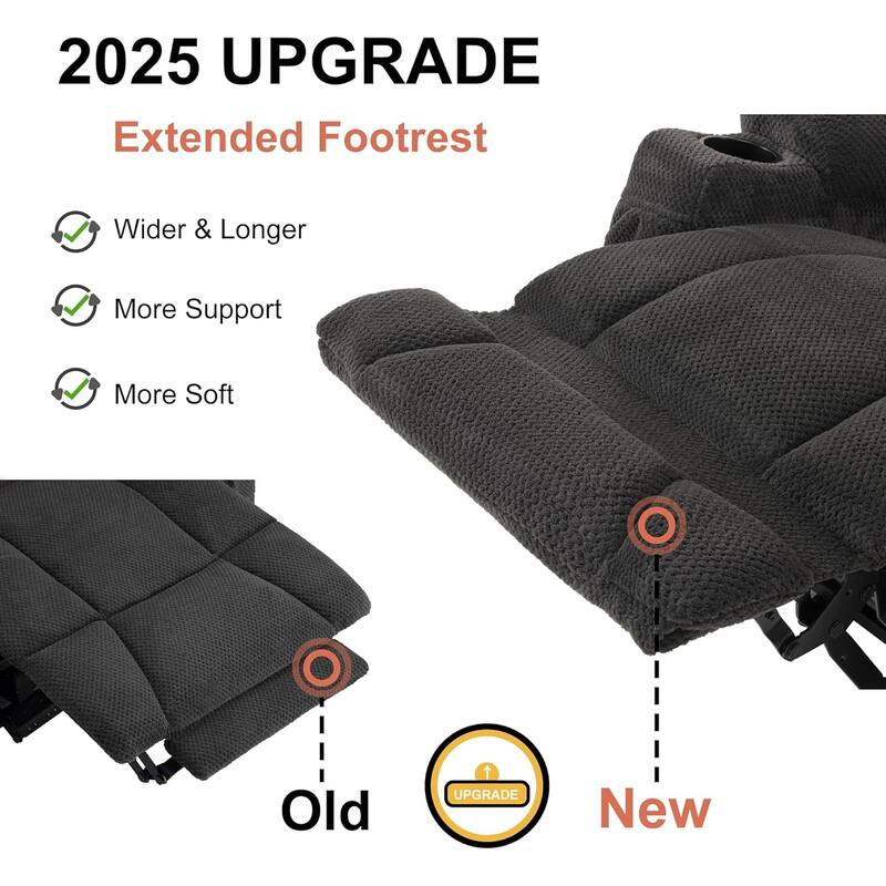 MCombo Electric Power Recliner Chair with Massage & Heat, Plush Fabric 8015