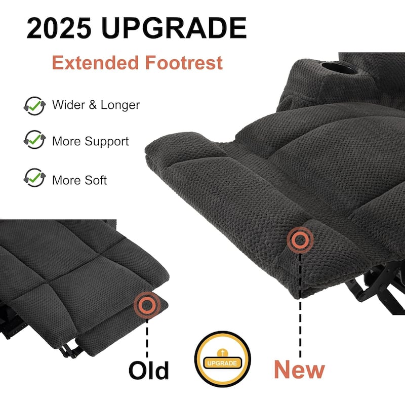 MCombo Electric Power Reclining Sofa with Massage and Lumbar Heat, Fabric 6015/6025/6035/6045