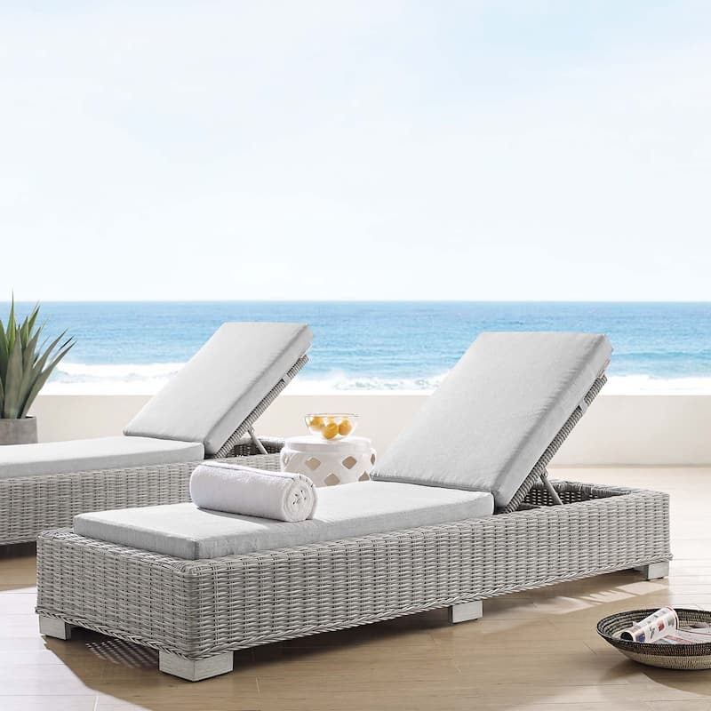Conway Sunbrella Outdoor Patio Wicker Rattan Chaise Lounge