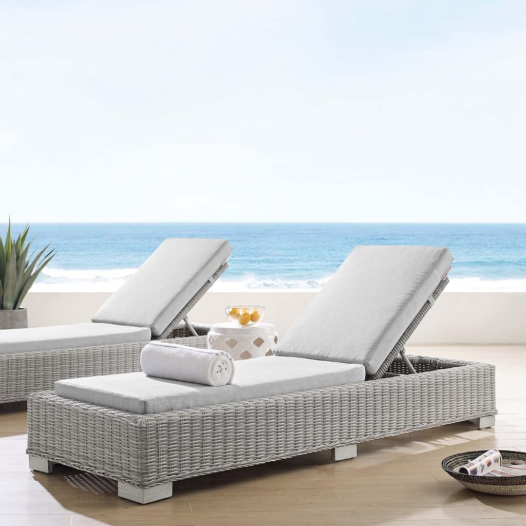 Conway Sunbrella Outdoor Patio Wicker Rattan Chaise Lounge