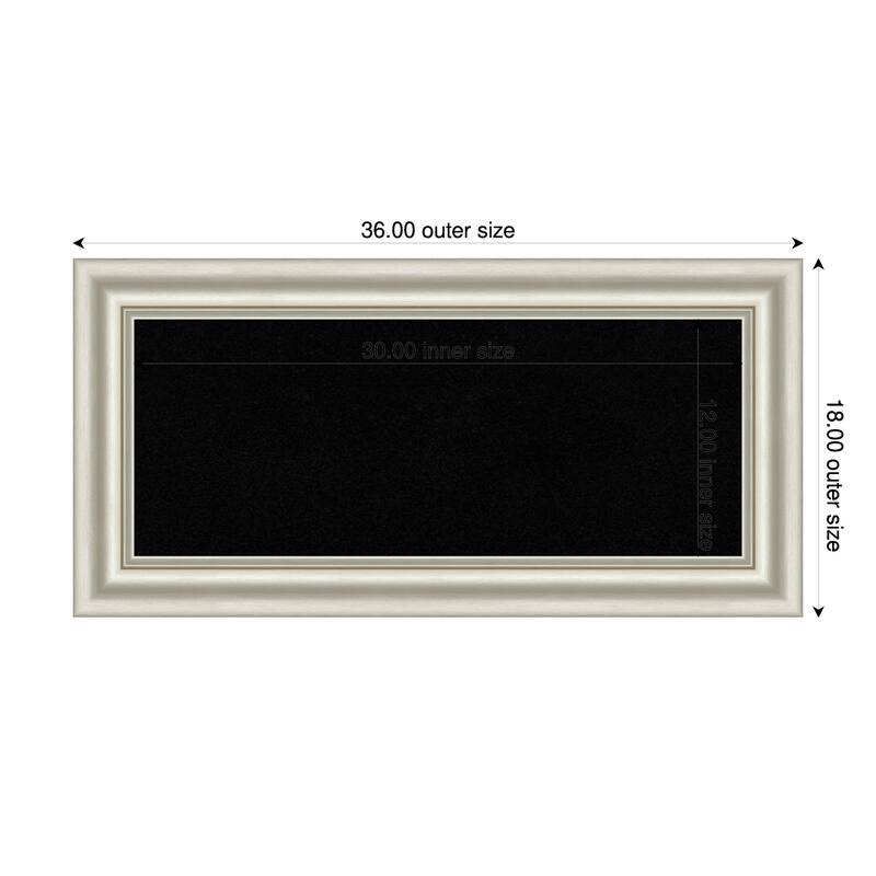 Sophia Silver Framed Cork Board - Bulletin Board, Organization Board, Pin Board - Black - 36 x 18 in