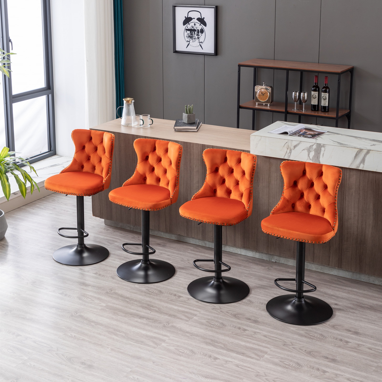Burnt orange swivel bar stools online