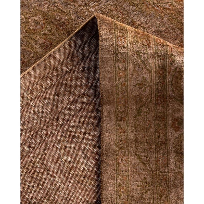 Overton Hand Knotted Wool Vintage Inspired Modern Contemporary Overdyed Brown Area Rug - 8' 2" x 10' 2"