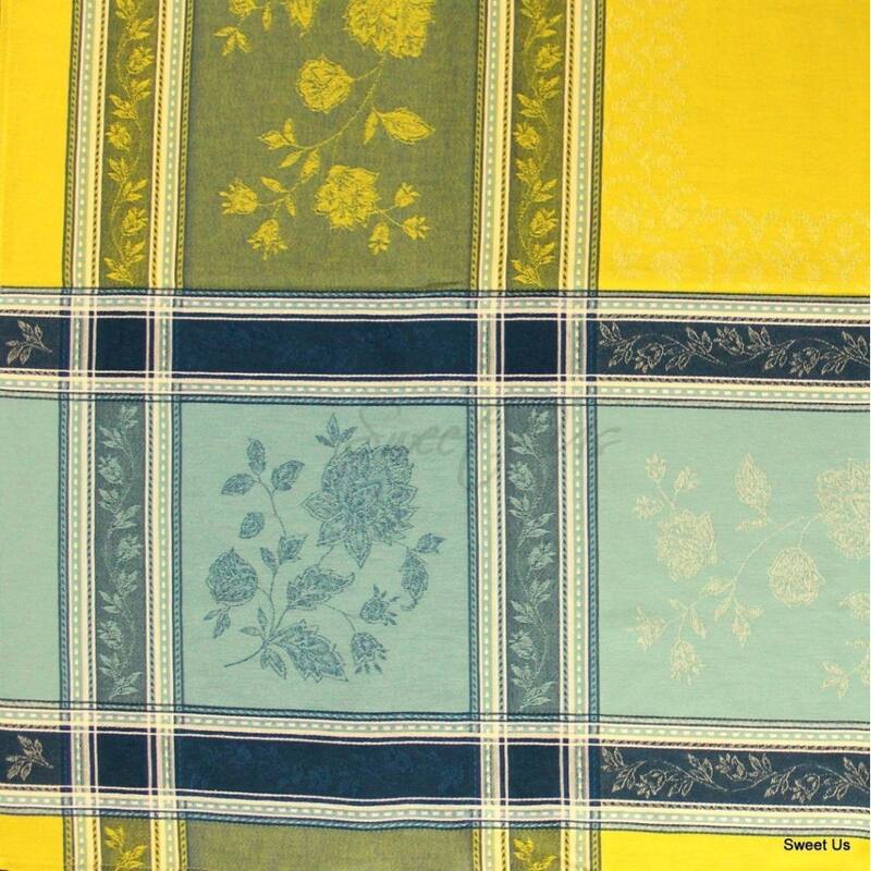 Wipeable Stain Resistant French Floral Croix Jacquard Tablecloth
