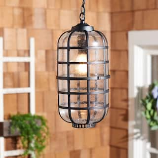 SAFAVIEH Outdoor Lighting Collection Rigel 8" Modern & Contemporary Outdoor Pendant - 8" W x 8" D x 17" H