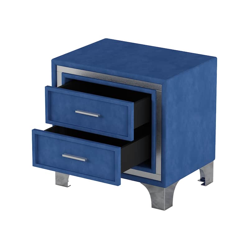 2-Drawer Nightstand with Metal Legs
