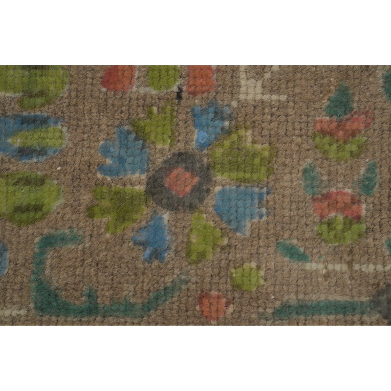 Hand Knotted Oriental 100% Wool Carpet Traditional Floral Beige & Ivories Tabriz Area Rug - 9' 7'' X 6' 7''