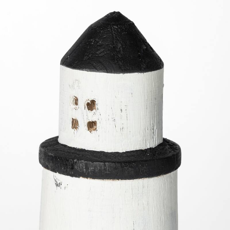 Abner (Large) 4L x 4W White Wooden Coastal Lighthouse