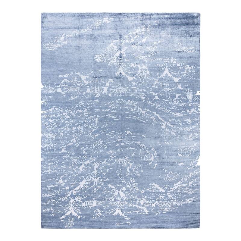 Modern One-of-a-Kind Hand-Knotted Area Rug, Blue - 9' 0" x 12' 1"