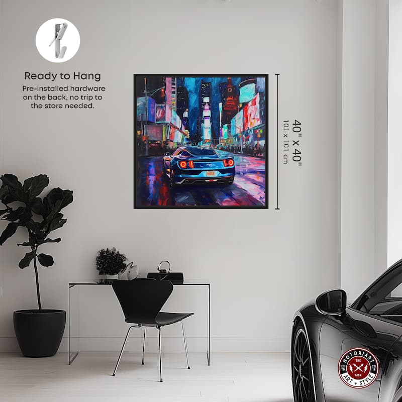 Notoriart Night Drive Sports Drive Framed Car 1 Piece Canvas Wall Art