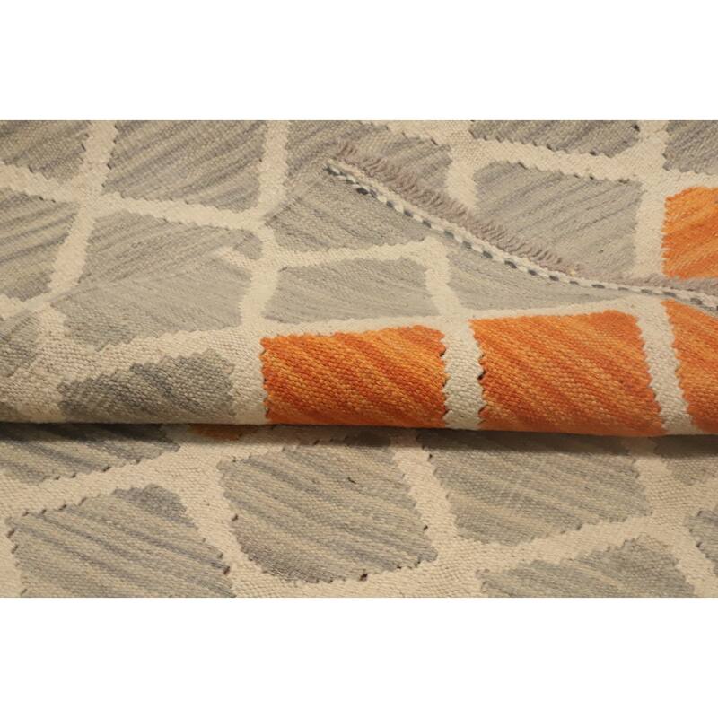 Hand Woven Oriental 100% Wool Carpet Southwestern Modern Greys & Charcoal Kilim Runner Rug - 9' 5'' X 2' 8''