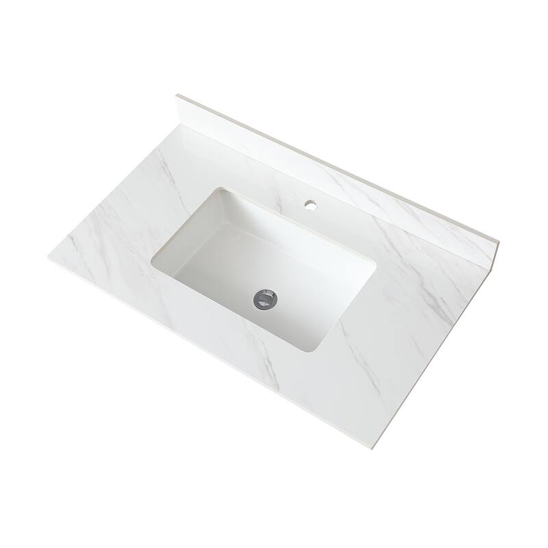 37" Marble Vanity Top with 1 Pre-drilled Faucet Holes, Undermount Sink