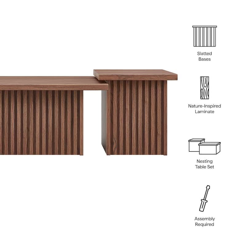 Render Nesting Faux Travertine Coffee Tables Set of 2
