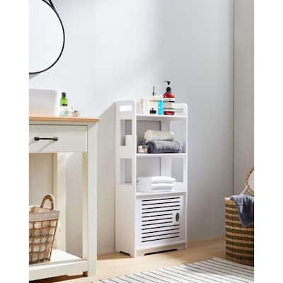 Bathroom Floor Storage Cabinet, White